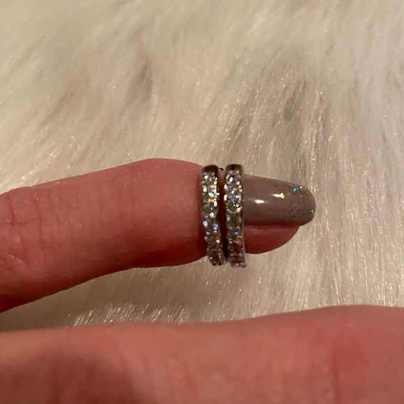 Sterling Silver Crystal huggie hoop earrings - Picture 5 of 7